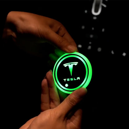 Tesla Cup Holder Lights Mats for Model 3 Y LED 7 Colors Luminous Cup Mats