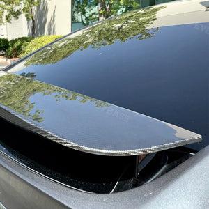 EVBASE Tesla Model X Spoiler Wing Overlay Real Carbon Fiber Wrap Cover Rear Lip Spoiler Trunk Lid