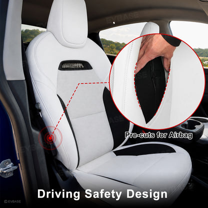 Model Y Juniper Standard Seat Covers Plaid Sports Style Seat Protector Nappa Leather Full Set Airbag Compatible