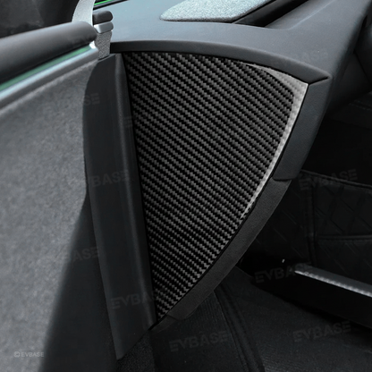 Model Y Juniper Dashboard Side Panel Trim Cover Real Carbon Fiber Front Door Slot Overlay