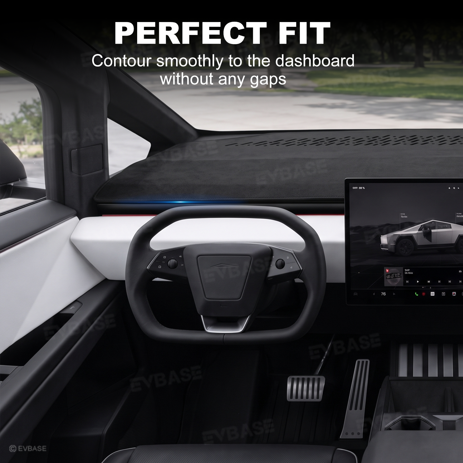 Cybertruck Dashboard Cover Anti-Glare Sun Protection Suede Dash Mat