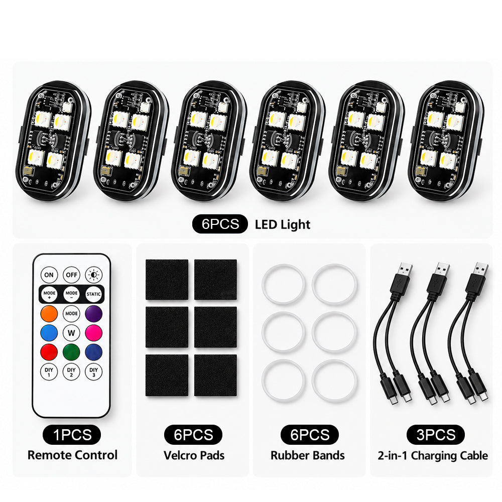 Wireless LED Flashing Lights Multi-Mode RGB Ambient Lighting with Remote Control for Rivian R1S /R1T /R2