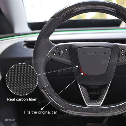 Model 3 Highland Steering Wheel Airbag Carbon Fiber Cover Frame for Tesla Interior Trim