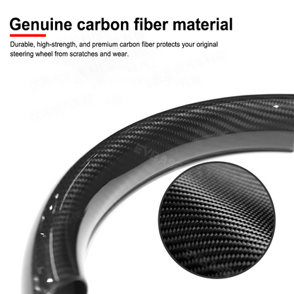 R1T R1S Steering Wheel Cover Real Carbon Fiber Protector Upper Lower Overlay Glossy for Rivian