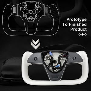 Tesla Model 3 Y Yoke Steering Wheel Inspired by Model X/S Yoke Nappa Black|EVBASE