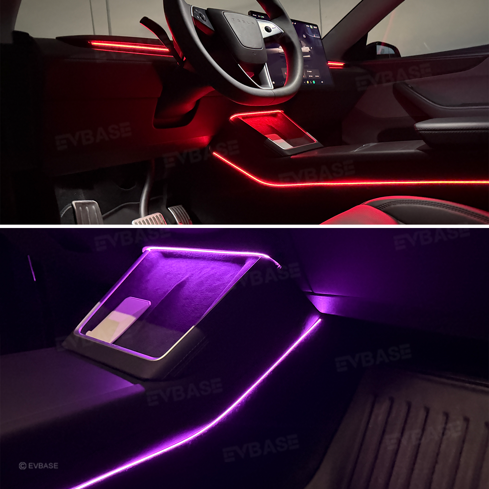 Model 3/Y Ambient Lighting Center Console Dashboard Light Strip with AI Voice Control LED Interior Lights 2.0