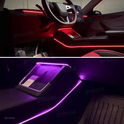Model 3/Y Ambient Lighting Center Console Dashboard Light Strip with AI Voice Control LED Interior Lights 2.0