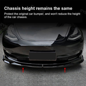 EVBASE Tesla Model Y Front Bumper Lip Kit ABS Apron Fascia Front Spoiler
