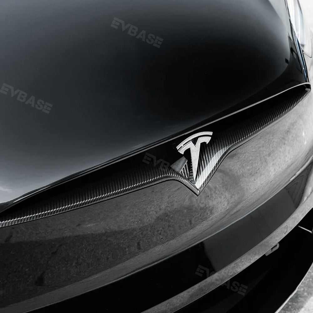 EVBASE Tesla Model S X Front End Inlay Real Carbon Fiber Decorative V EVBASE Premium EV Tesla Accessories
