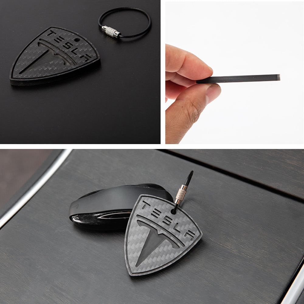EVBASE-Premium EV&Tesla Accessories Custom Key Fob Keychain for Tesla Model 3 S x Y Accessories Matte Real Carbon Fiber