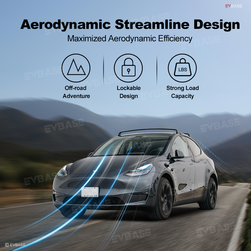 Lockable Cross Bar fits for Tesla Model 3 Y Roof Rack Carrier Rails Ex ...