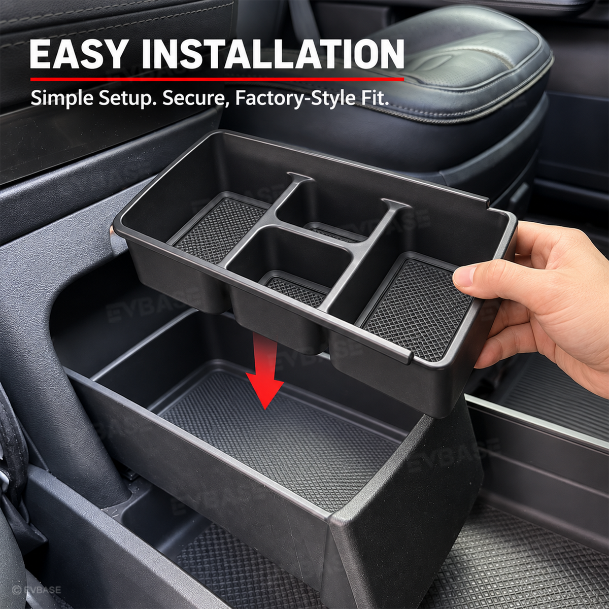 Center Console Lower Organizer Tray for Rivian R2 Pull-Out Storage Box Under-Armrest Organizer Interior Accessories