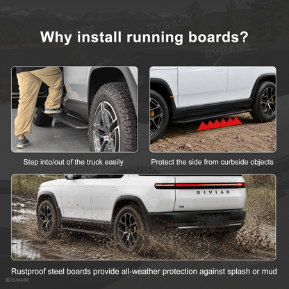 EVBASE Running Boards for Rivian R2 Side Steps Heavy-Duty Non-Slip Nerf Bars Exterior Off-Road Accessories