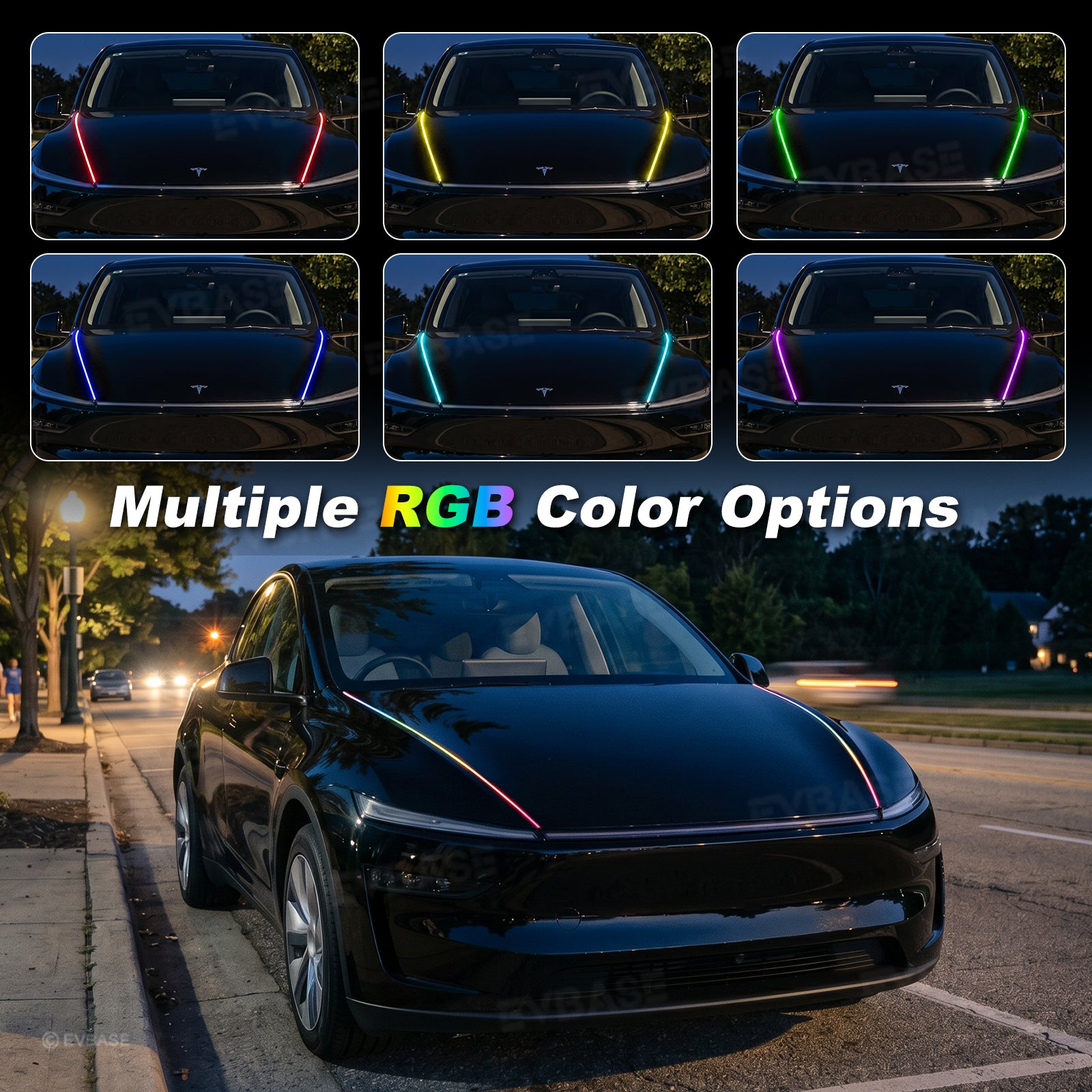Model Y Juniper /3 Highland Front Hood RGB Ambient Lighting LED Light Strip with Smart App Control