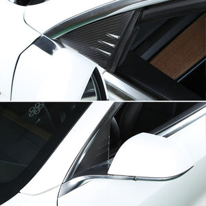 EVBASE Tesla Model 3 Y Spoiler in fibra di carbonio A-Pillar Window Guide Accessori per la decorazione esterna modificati