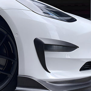 EVBASE Carbon Fiber Front Fog Light Trim Cover for Tesla Model 3
