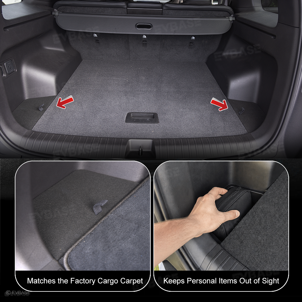 Trunk Cargo Side Storage Covers for Rivian R2 Carpeted Cargo Side Lids Hidden Storage Compartment with Pull Tabs
