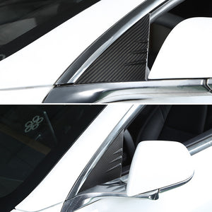 EVBASE Tesla Model 3 Y Spoiler de fibra de carbono A-Pillar Guía de ventana Accesorios de decoración exterior modificados