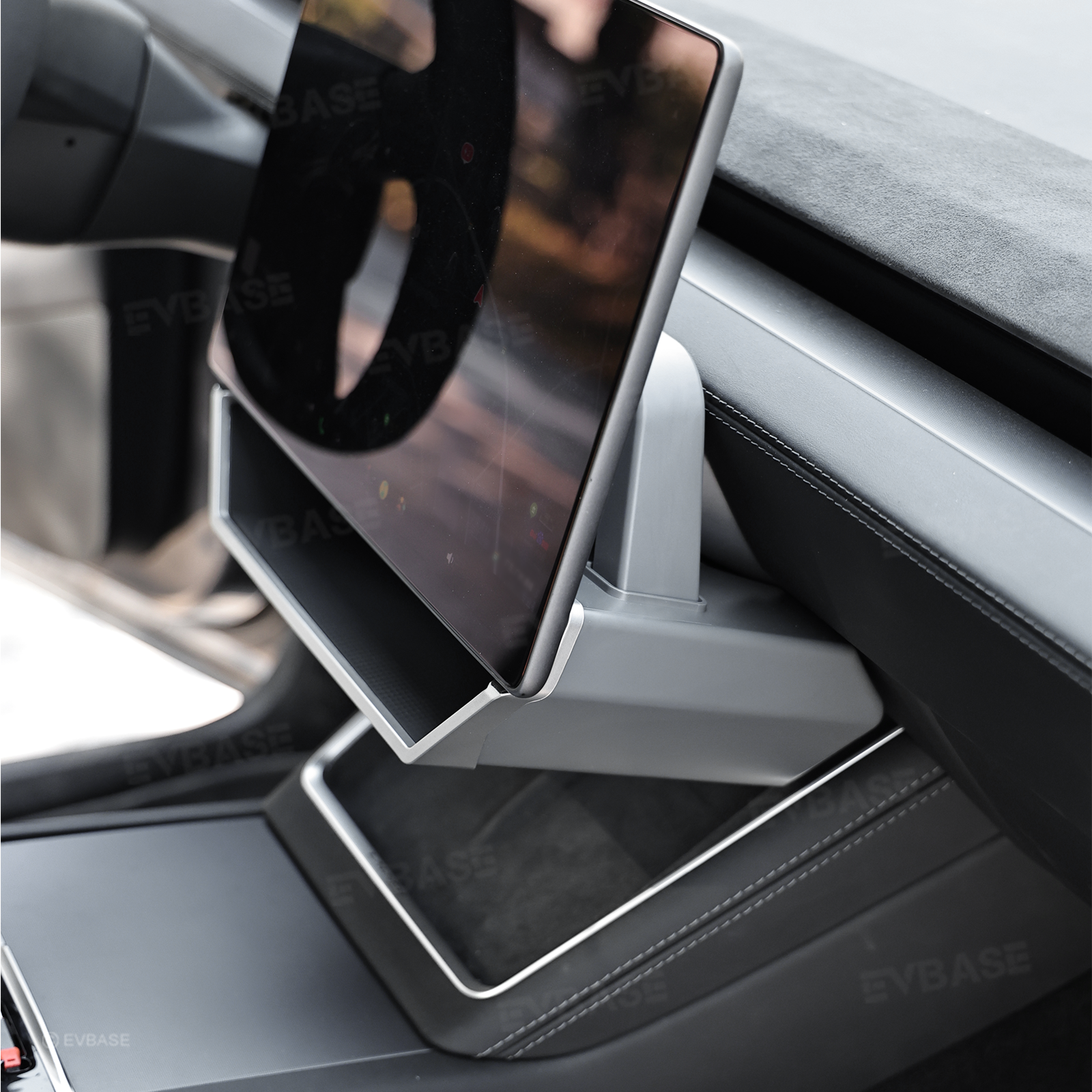 Model Y Juniper/ 3 Highland Under Screen Storage Organizer Cyberpunk Style Center Console Organizer Tray with Anti-Slip Silicone Pad