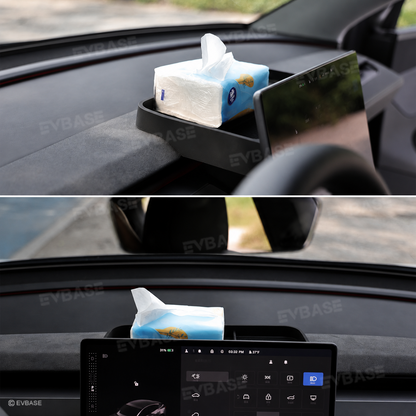 Model Y Juniper/ 3 Highland Dashboard Organizer Dual-Layer Behind-Screen Storage Tray with Non-Slip Design