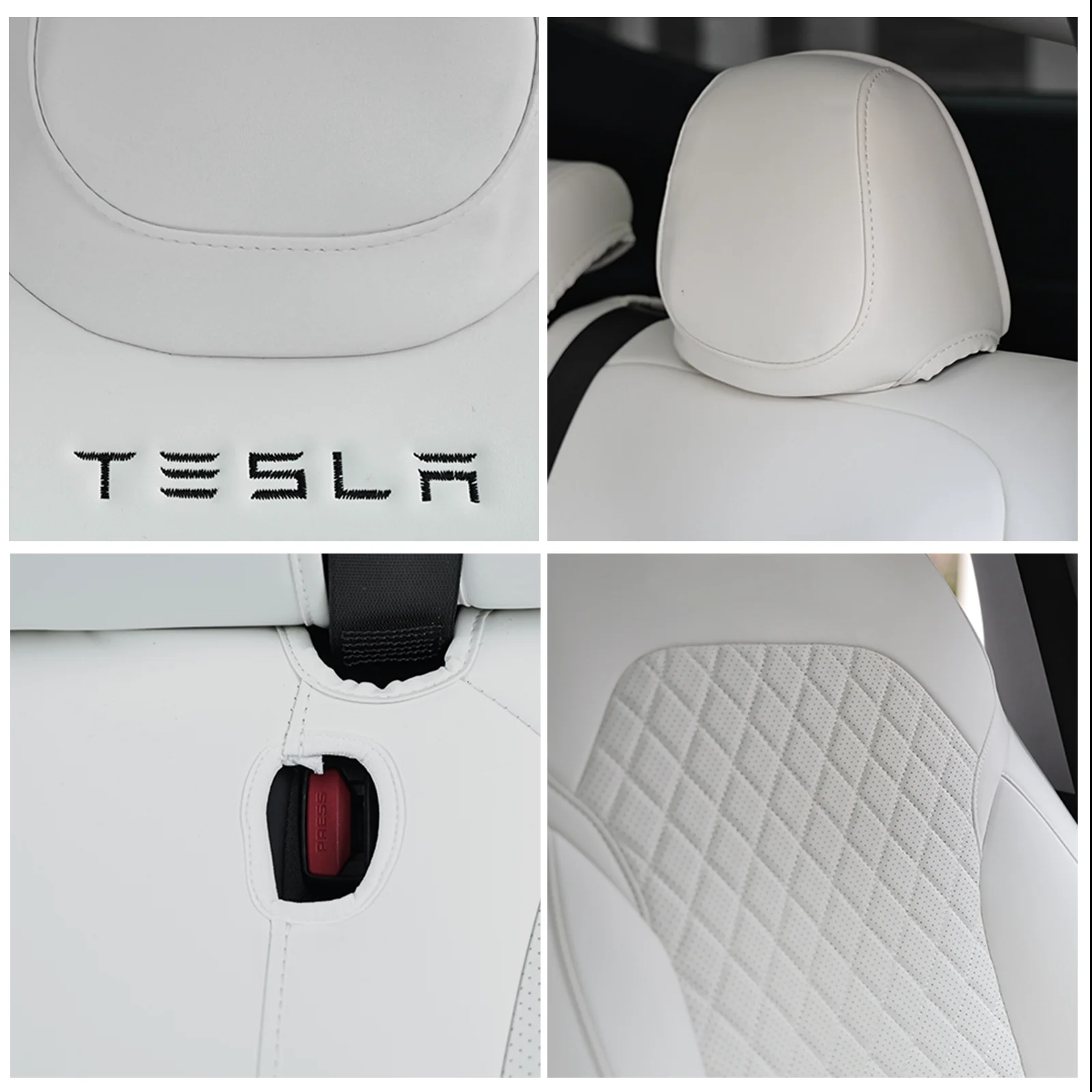 Model Y Juniper Seat Covers Waterproof Breathable NAPPA Leather Seat Protector with Diamond Quilted Design