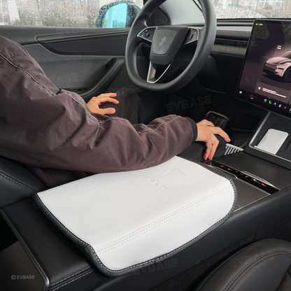 Model Y Juniper/ 3 Highland Armrest Cover PU Leather Center Console Armrest Box Cover with OEM-Style Embossed Logo for Tesla