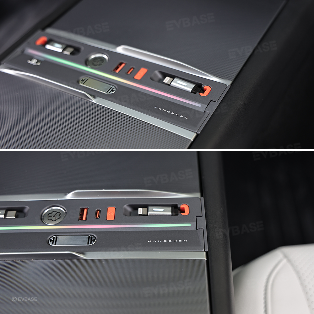 Model Y Juniper/ 3 Highland Center Console USB Hub Docking Station with Retractable Charging Cables & Aromatherapy & Ambient LED Lighting