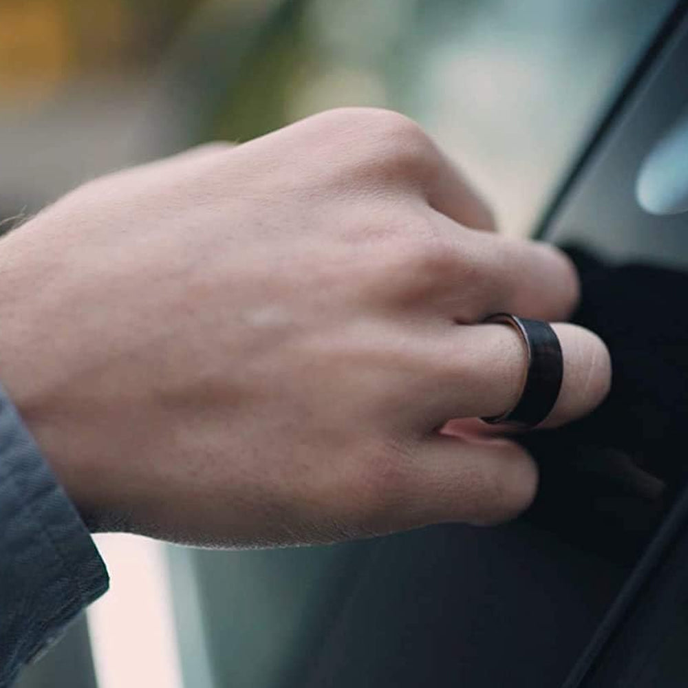 Carbon fiber car smart finger key ring with box fit for tesla
