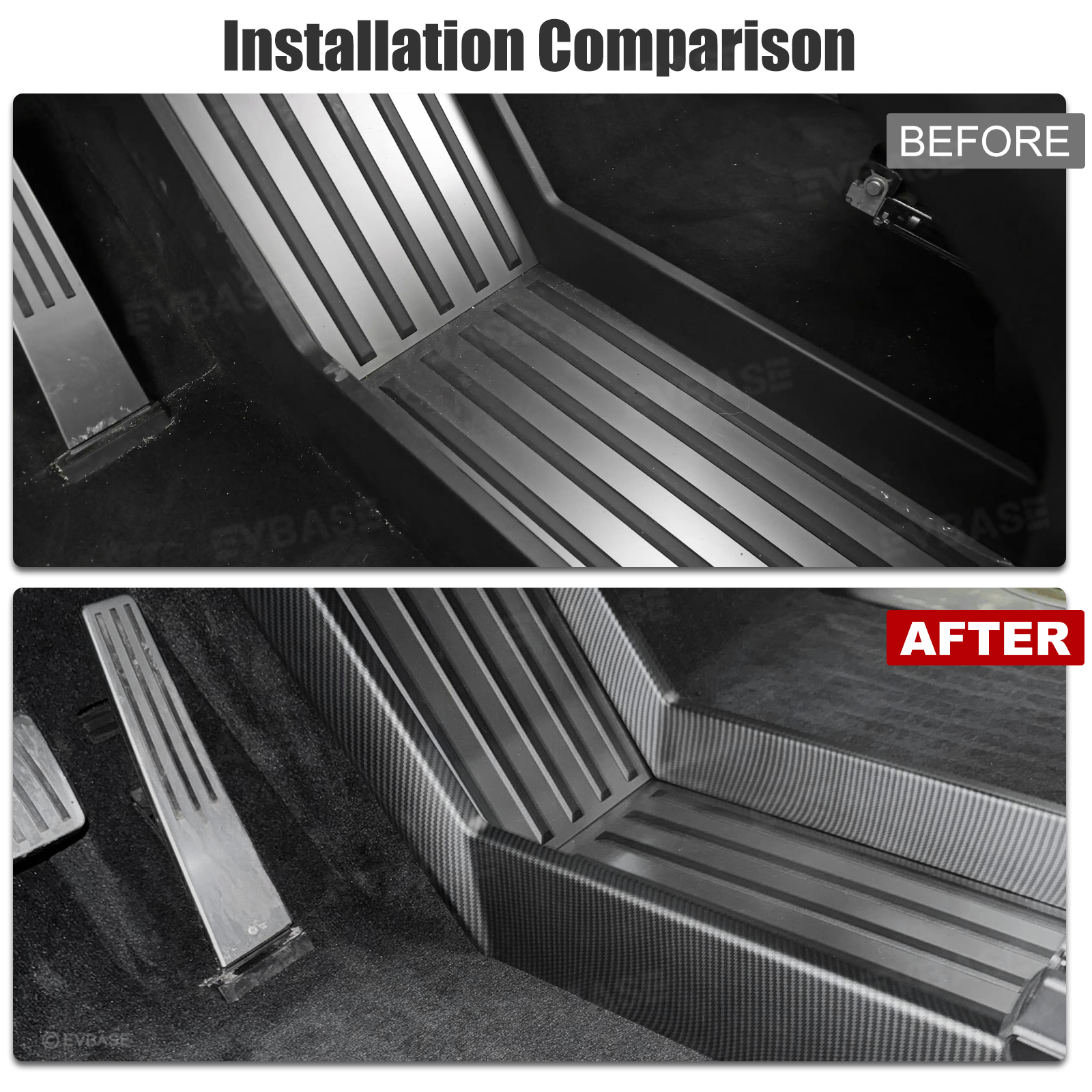 Cybertruck Lower Center Console Side Trim Covers ABS Carbon Fiber Style Protective Overlay