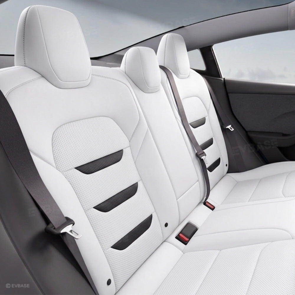 Model 3 Standard Seat Covers Waterproof Nappa Leather Seat Protector 3-lined Insignia Design