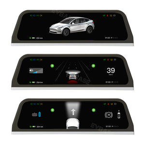 Tesla Model 3/Y/3 Highland 9.6" Dashboard Touchscreen Carplay Head-Up Display Instrument Cluster Android Auto