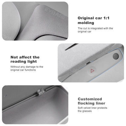 EVBASE Model 3 Highland Sunglasses Holder Glasses Case Overhead Roof Eyewear Storage Box For Tesla