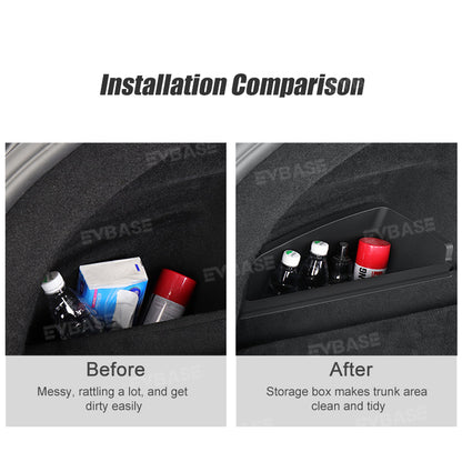 Model S Rear Trunk Organizer Storage Boxes TPE Side Trunk Bins for Tesla
