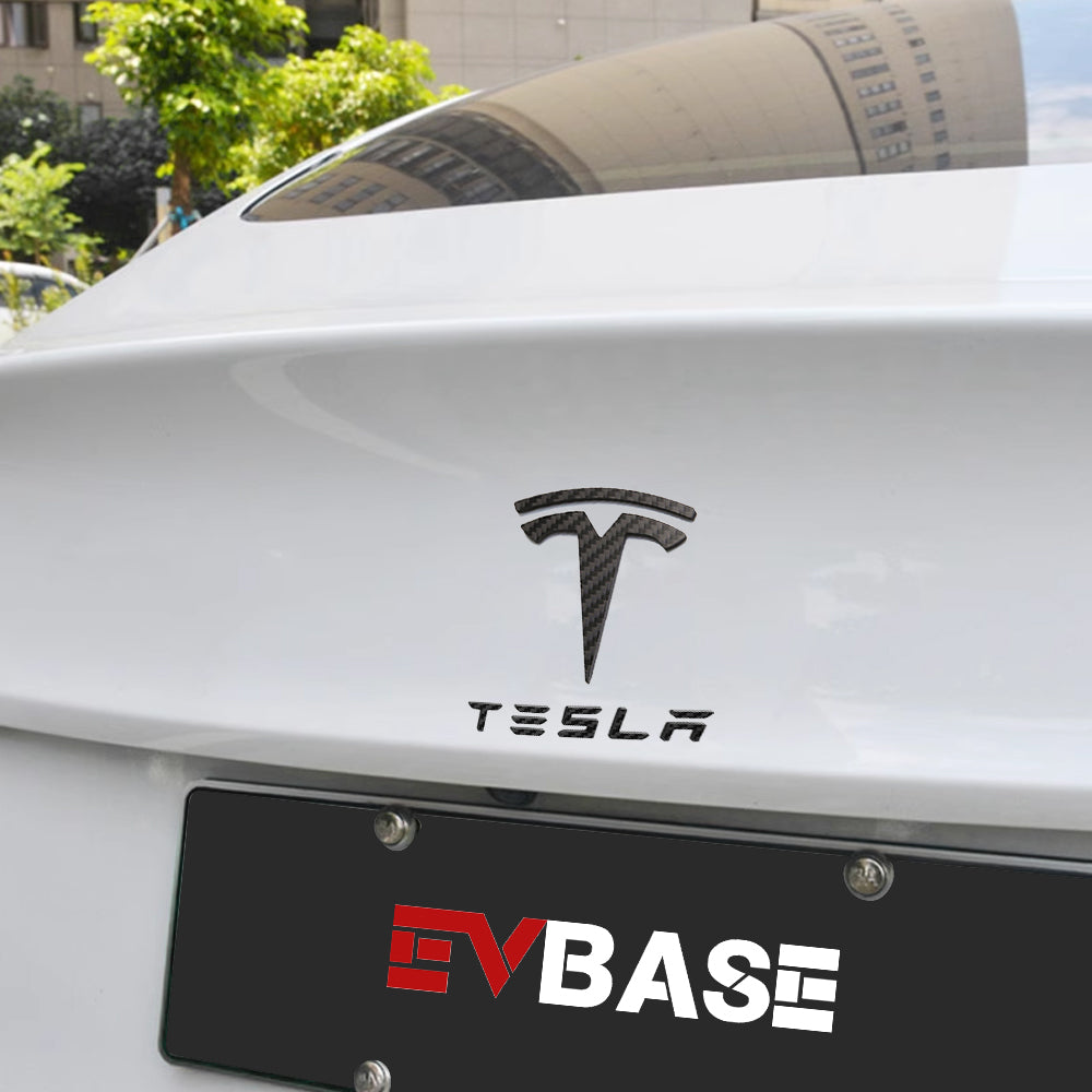 Tesla Emblem Sticker for Front Trunk/Rear Trunk Logo Decal Cover Real Carbon Fiber