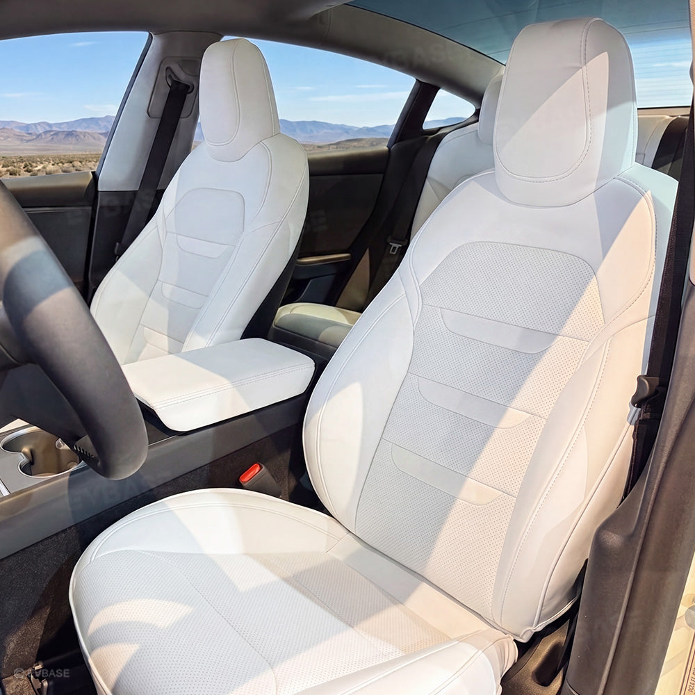 Model 3 Standard Seat Covers Waterproof Nappa Leather Seat Protector 3-lined Insignia Design