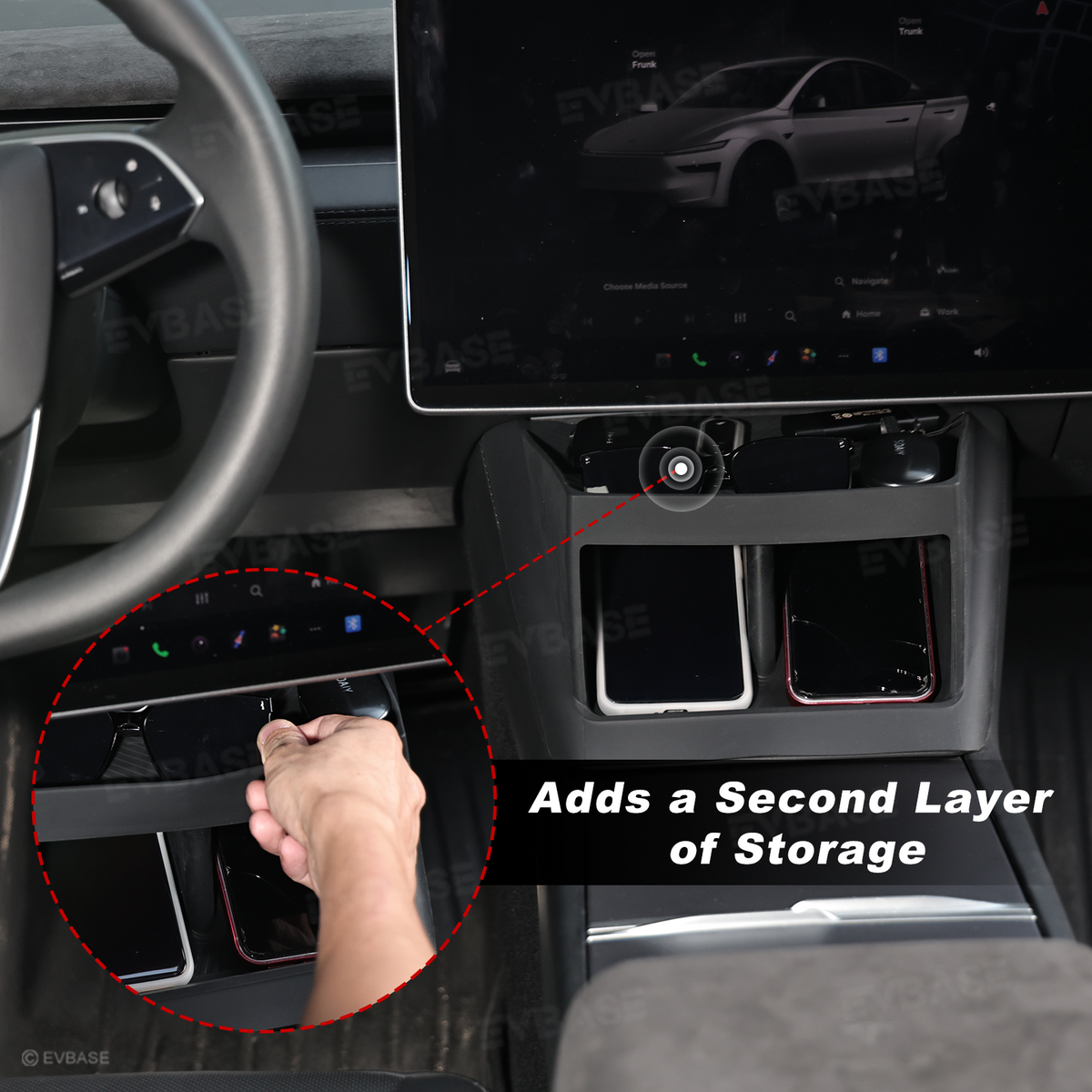 Model Y Juniper/ 3 Highland/ Y L Under-Screen Storage Organizer with Center Console Wireless Charging Pad Liner