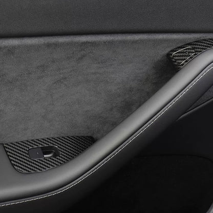 Model Y Juniper Window Lift Button Trim Switch Cover Real Carbon Fiber Door Armrest Panel Cover for Tesla