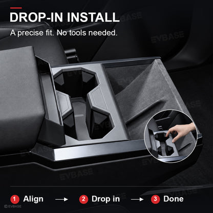 Cybertruck Center Console Cup Holder Insert 2.0 Silicone Cup Holder Drink Organizer with Glasses Holder