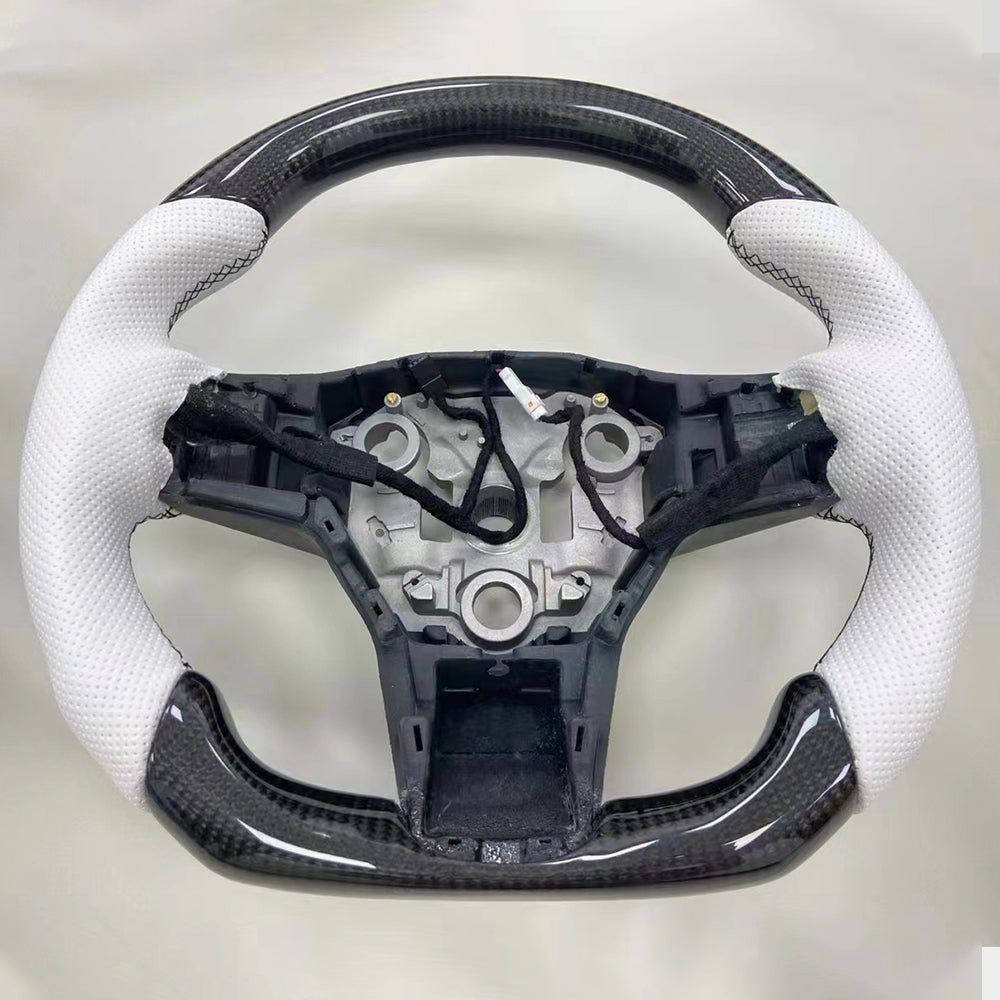 EVBASE Customized Carbon Fiber Steering Wheel for Model 3 Y Tesla Accessories