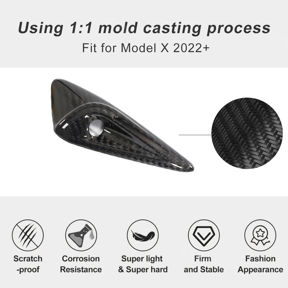 Tesla Model X Real Carbon Fiber Side Camera Covers Turn Signal Full-Cover Exterior EVBASE