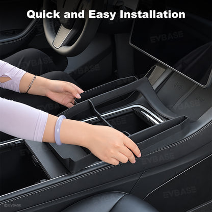 Model Y/ 3 Center Console Upper Organizer Silicone Storage Tray with Side Pockets