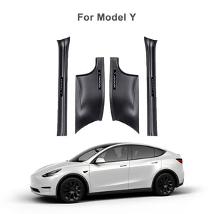 EVBASE Tesla Door Sill Protector Model 3 Y Carbon Fiber Texture Door Sill Scuff Plate Front Rear Guard (Set of 4)
