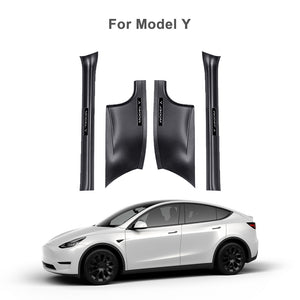 Tesla Model 3 Y Door Sill Protector With Carbon Fiber 4 Pieces Front R -  EVBASE-Premium EV&Tesla Accessories