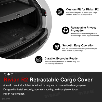 Cargo Cover for Rivian R2 Retractable Rear Trunk Cargo Shield Privacy Cover Security Shade