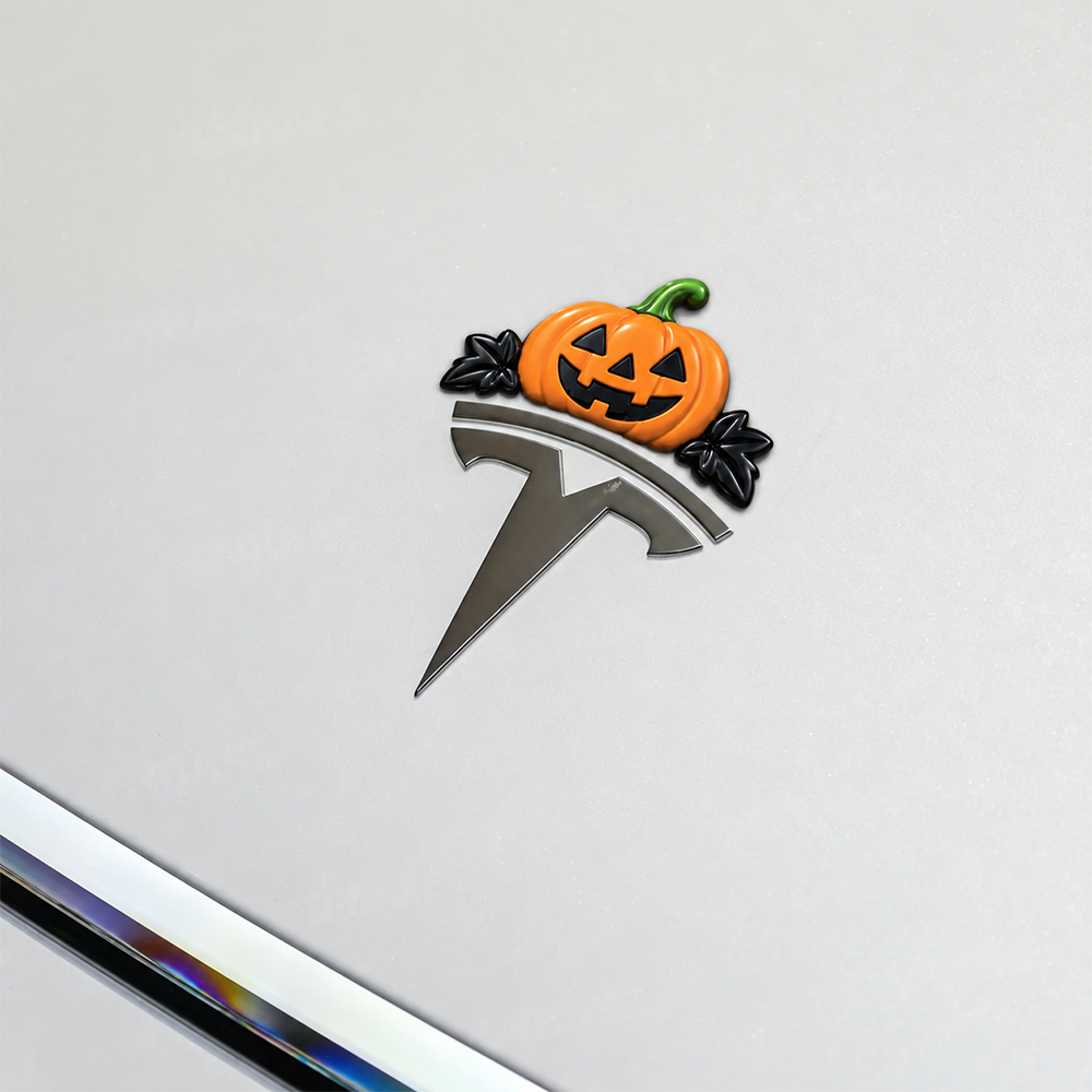 Model Y/3/YL Halloween Tesla Emblem Decals Holiday Decor Waterproof Stickers Bat & Pumpkin Style