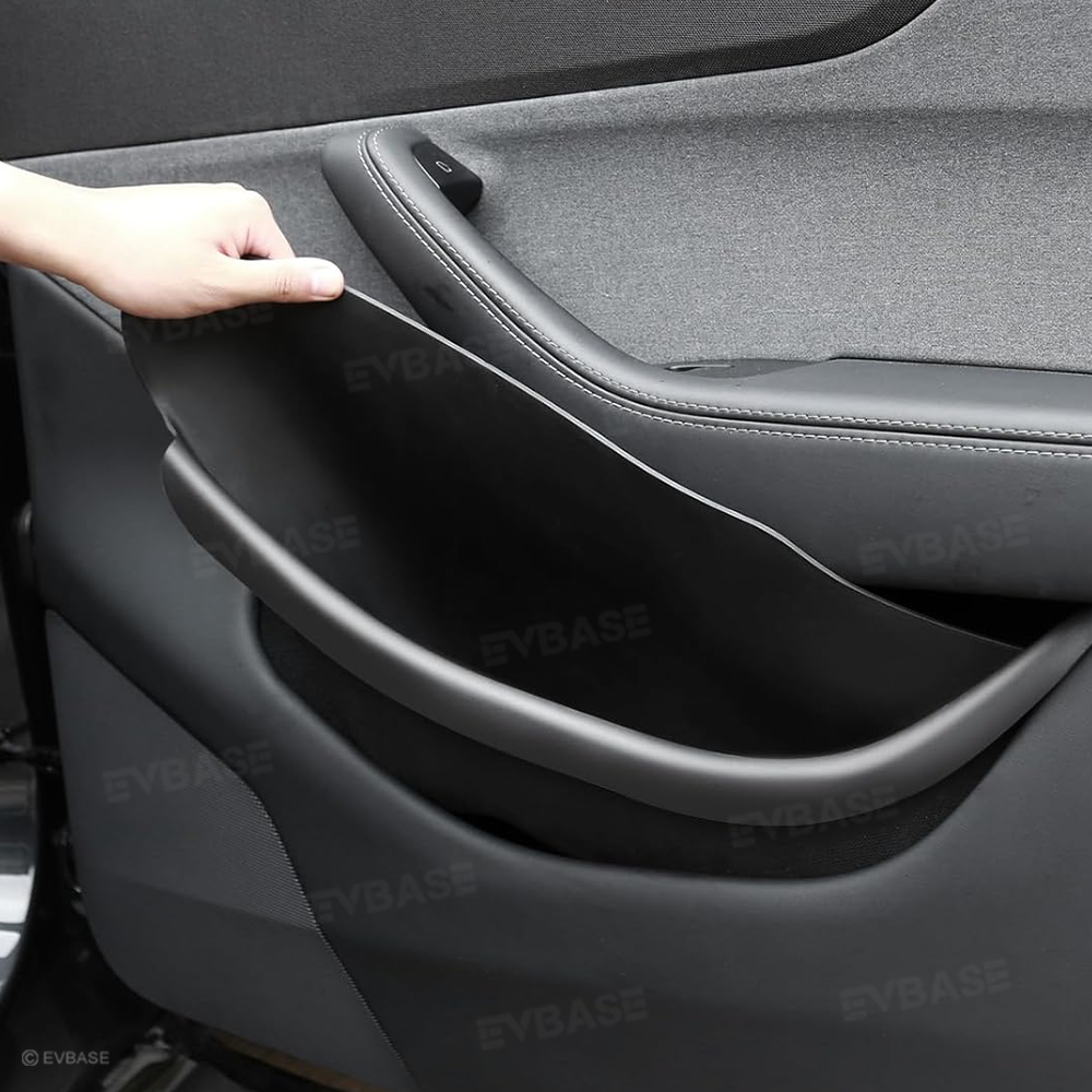 Model Y L Side Door Pocket Storage Organizer Tray with Rear Emergency Door Release Pull Handles