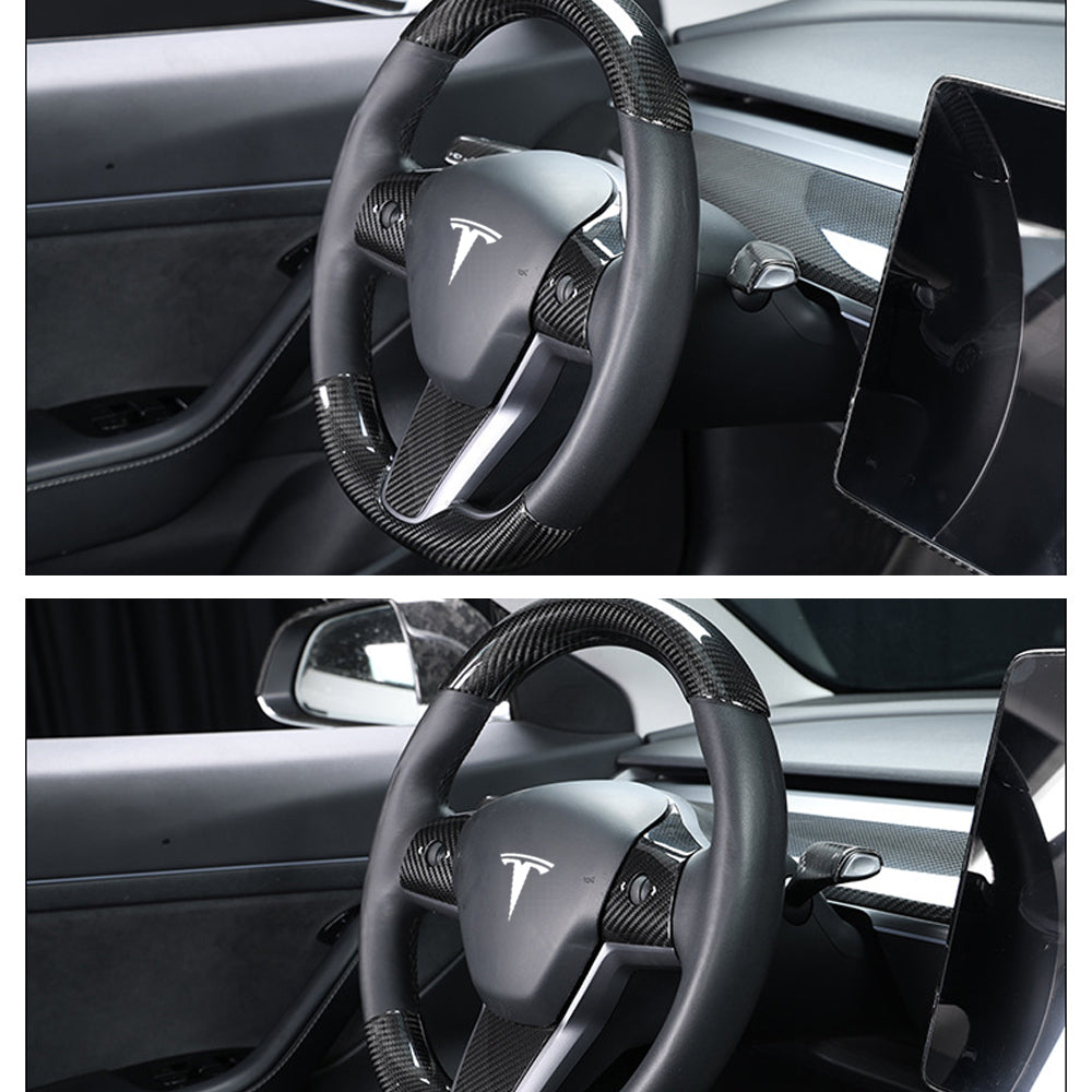 Model Y 3 Real Carbon Fiber Interior Accessories Steering Wheel Center Console for Tesla Model 3 (2017-2023)