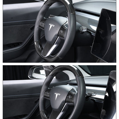 Model Y 3 Real Carbon Fiber Interior Accessories Steering Wheel Center Console for Tesla Model 3 (2017-2023)