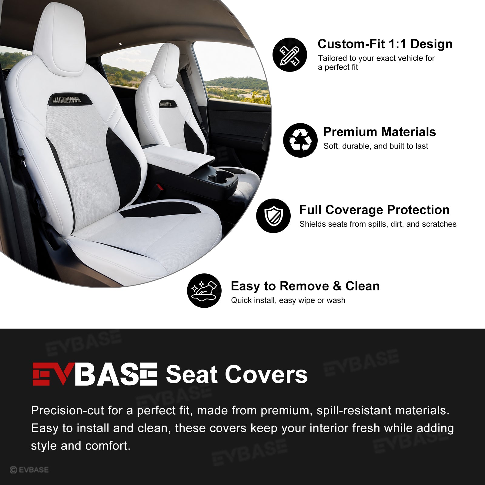 Model Y Juniper Standard Seat Covers Plaid Sports Style Seat Protector Nappa Leather Full Set Airbag Compatible