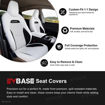 Model Y Juniper Standard Seat Covers Plaid Sports Style Seat Protector Nappa Leather Full Set Airbag Compatible